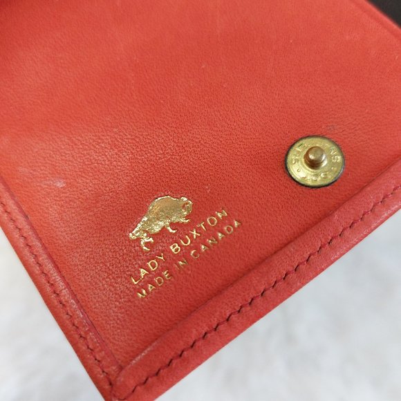 Vintage Lady Buxton Red Leather Clutch Short Wallet Pouch - Picture 6 of 12